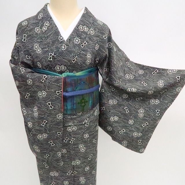 まめ藤 ｍ2262＊美品 正絹 花井幸子落款 手縫い仕立て 小紋