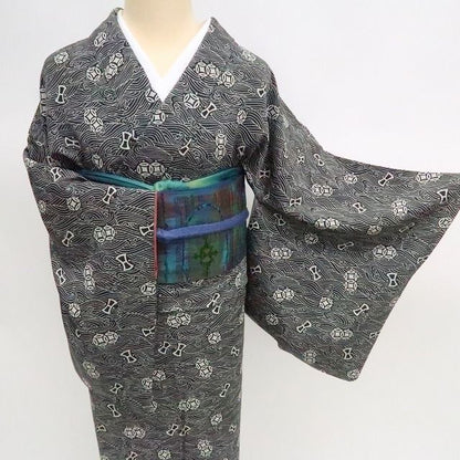 まめ藤 ｍ2262＊美品 正絹 花井幸子落款 手縫い仕立て 小紋