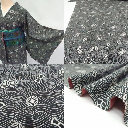 まめ藤 ｍ2262＊美品 正絹 花井幸子落款 手縫い仕立て 小紋