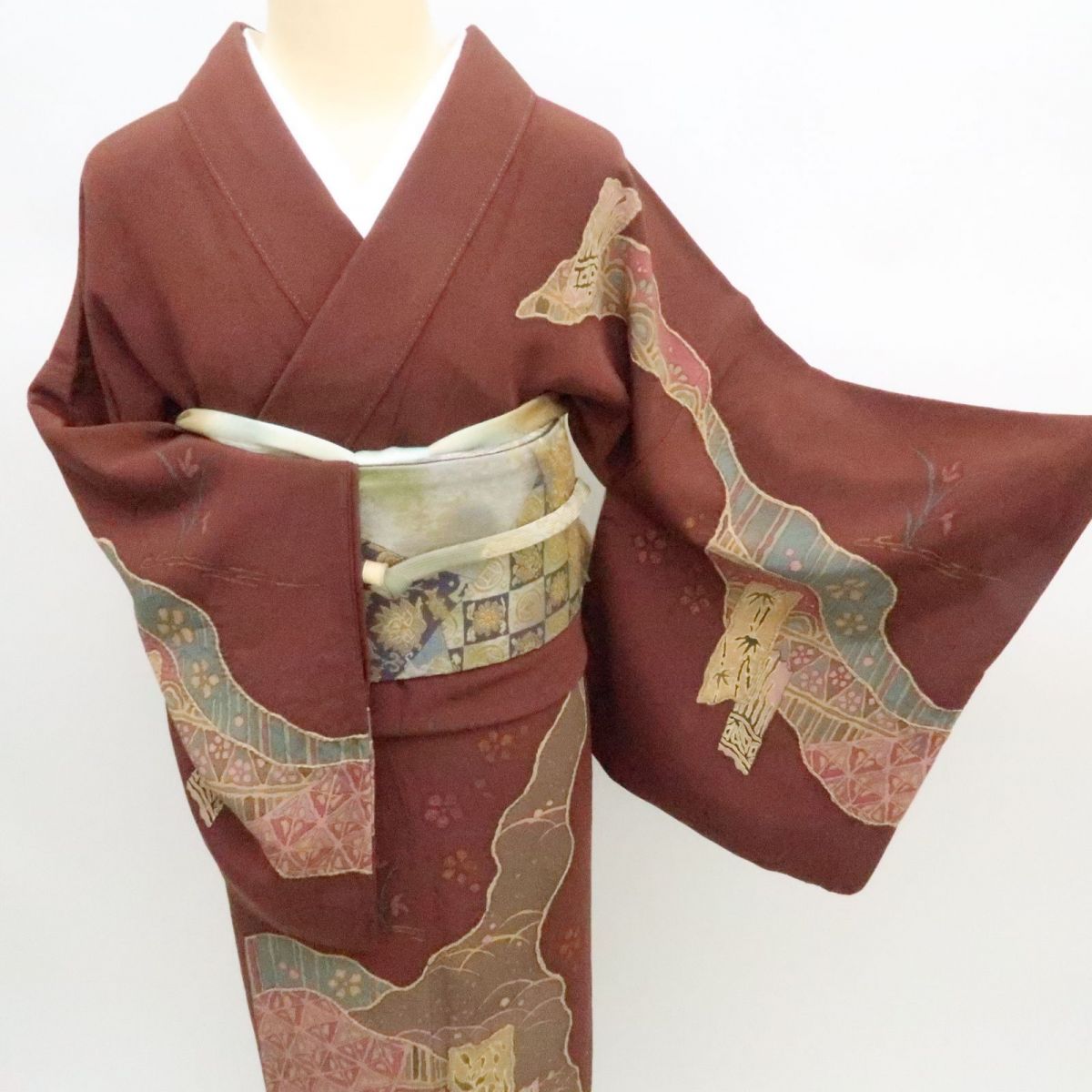 まめ藤 ｍ2274＊正絹 翠山工房 絞り 手縫い仕立て 訪問着