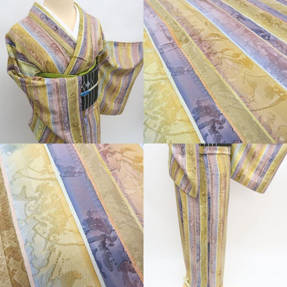 まめ藤 ｍ2311＊美品 正絹 縦縞 手縫い仕立て 小紋