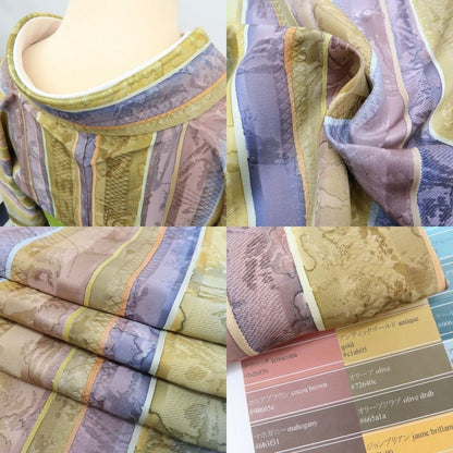 まめ藤 ｍ2311＊美品 正絹 縦縞 手縫い仕立て 小紋