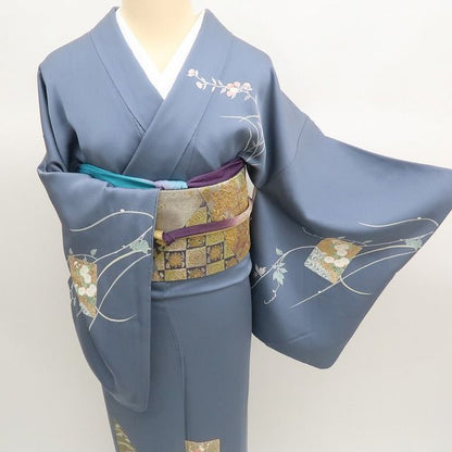 まめ藤 ｍ2338＊正絹 玉翠落款 やまと誂製 金駒刺  菊 梅 手縫い仕立て 訪問着