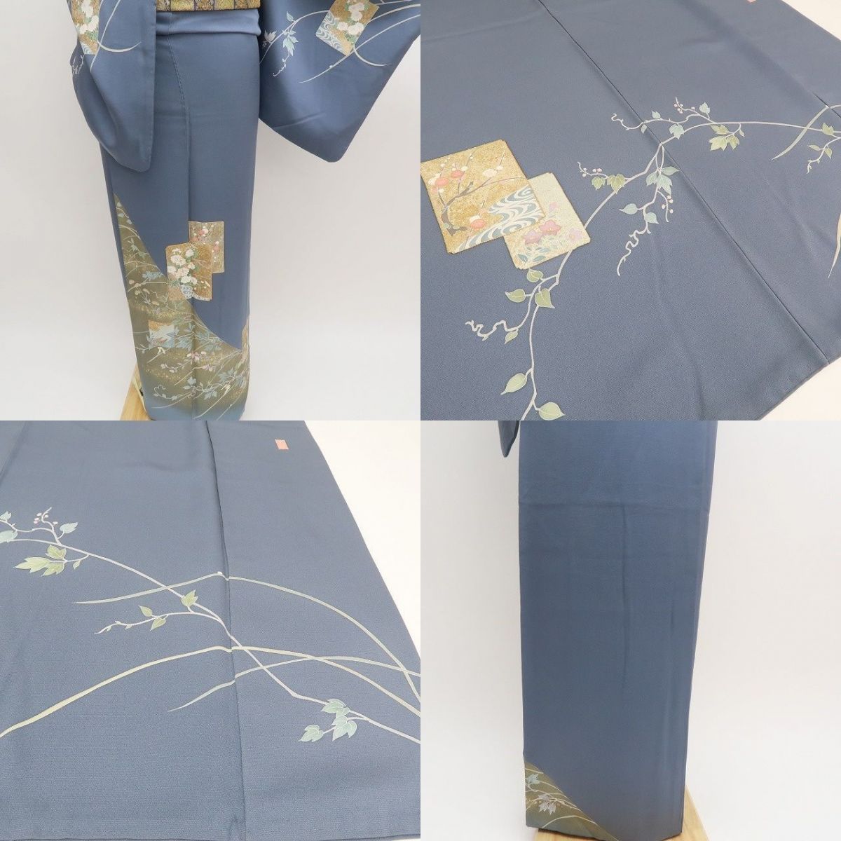 まめ藤 ｍ2338＊正絹 玉翠落款 やまと誂製 金駒刺  菊 梅 手縫い仕立て 訪問着