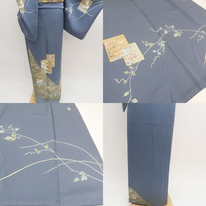 まめ藤 ｍ2338＊正絹 玉翠落款 やまと誂製 金駒刺  菊 梅 手縫い仕立て 訪問着