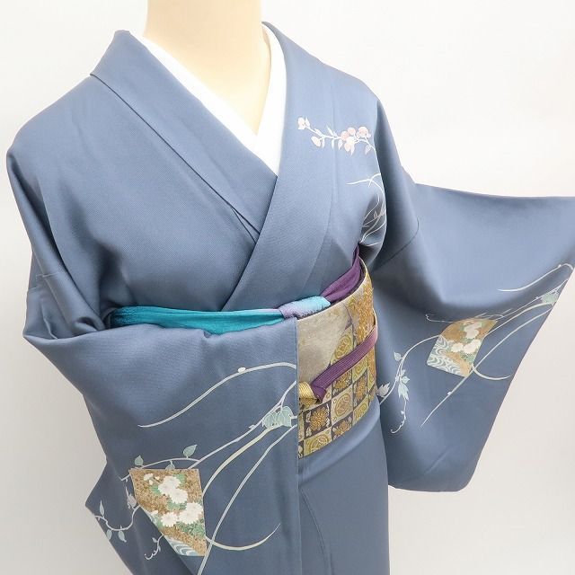 まめ藤 ｍ2338＊正絹 玉翠落款 やまと誂製 金駒刺  菊 梅 手縫い仕立て 訪問着
