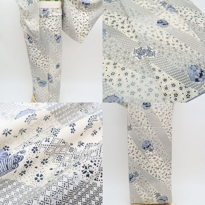 まめ藤 ｍ2352＊正絹 菖蒲 椿 菊 桜 手縫い仕立て 小紋