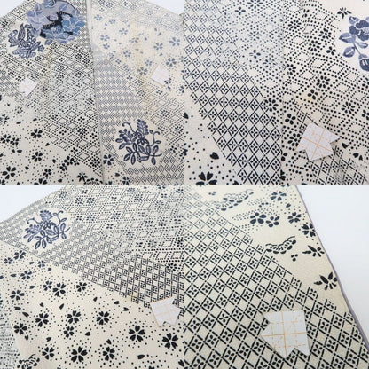 まめ藤 ｍ2352＊正絹 菖蒲 椿 菊 桜 手縫い仕立て 小紋