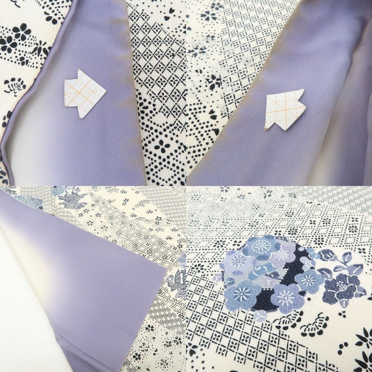 まめ藤 ｍ2352＊正絹 菖蒲 椿 菊 桜 手縫い仕立て 小紋