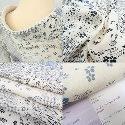 まめ藤 ｍ2352＊正絹 菖蒲 椿 菊 桜 手縫い仕立て 小紋