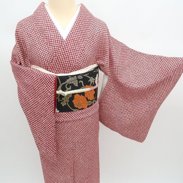 まめ藤 ｍ2357＊美品 正絹 恵り善 総絞り 笹べり付き 手縫い仕立て 小紋