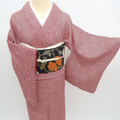 まめ藤 ｍ2357＊美品 正絹 恵り善 総絞り 笹べり付き 手縫い仕立て 小紋