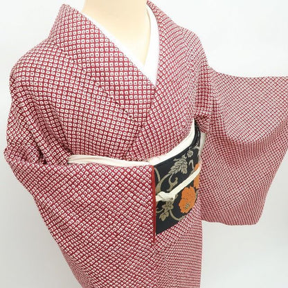 まめ藤 ｍ2357＊美品 正絹 恵り善 総絞り 笹べり付き 手縫い仕立て 小紋