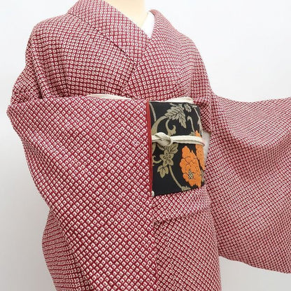 まめ藤 ｍ2357＊美品 正絹 恵り善 総絞り 笹べり付き 手縫い仕立て 小紋