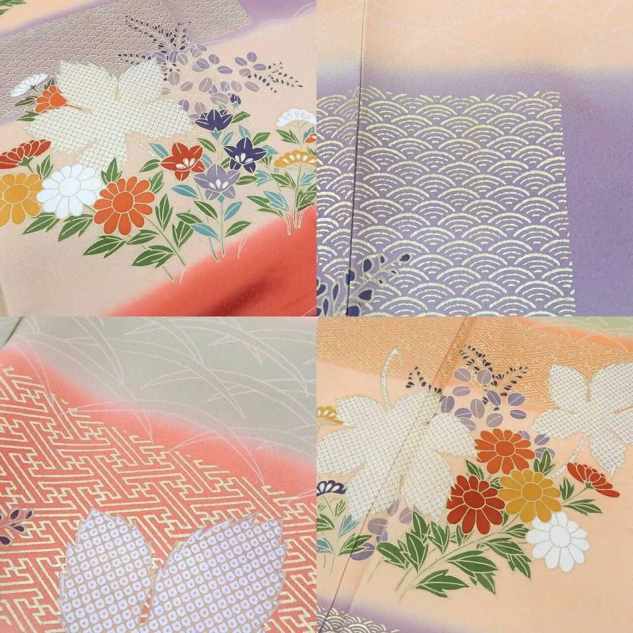 【中古】まめ藤 m387 美品 正絹 染一つ紋 紅葉 菊 手縫い仕立て 訪問着