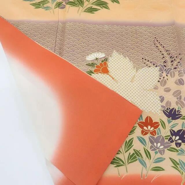 【中古】まめ藤 m387 美品 正絹 染一つ紋 紅葉 菊 手縫い仕立て 訪問着