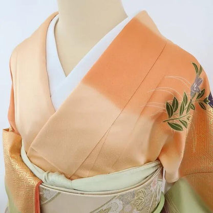 【中古】まめ藤 m387 美品 正絹 染一つ紋 紅葉 菊 手縫い仕立て 訪問着