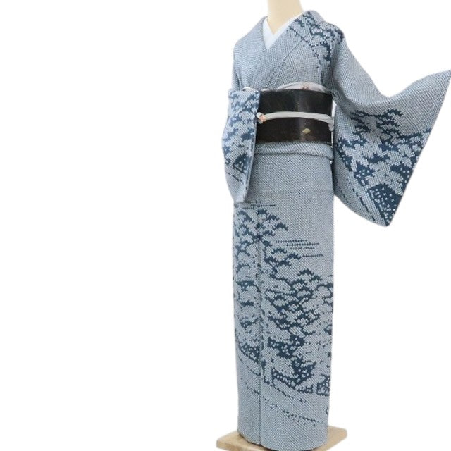 【中古】まめ藤 ｍ512 正絹 総絞り 松 ワイドサイズ 手縫い仕立て 訪問着