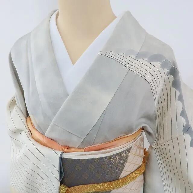 【中古】まめ藤 ｍ518 正絹 銀駒刺繍 手縫い仕立て 訪問着
