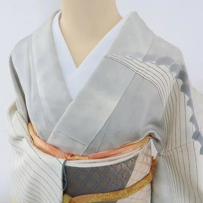 【中古】まめ藤 ｍ518 正絹 銀駒刺繍 手縫い仕立て 訪問着