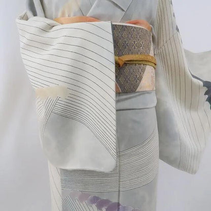 【中古】まめ藤 ｍ518 正絹 銀駒刺繍 手縫い仕立て 訪問着