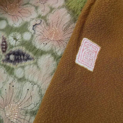 【中古】まめ藤 ｍ594 美品 正絹 作家物落款 染一つ紋 絞り 手縫い仕立て 訪問着