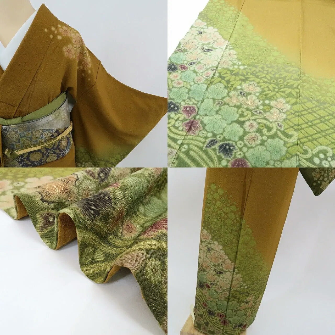 【中古】まめ藤 ｍ594 美品 正絹 作家物落款 染一つ紋 絞り 手縫い仕立て 訪問着