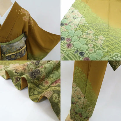 【中古】まめ藤 ｍ594 美品 正絹 作家物落款 染一つ紋 絞り 手縫い仕立て 訪問着