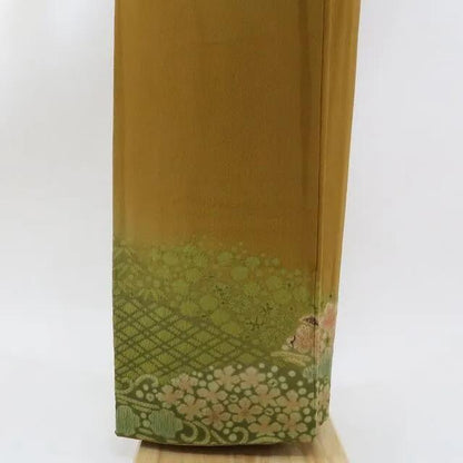 【中古】まめ藤 ｍ594 美品 正絹 作家物落款 染一つ紋 絞り 手縫い仕立て 訪問着