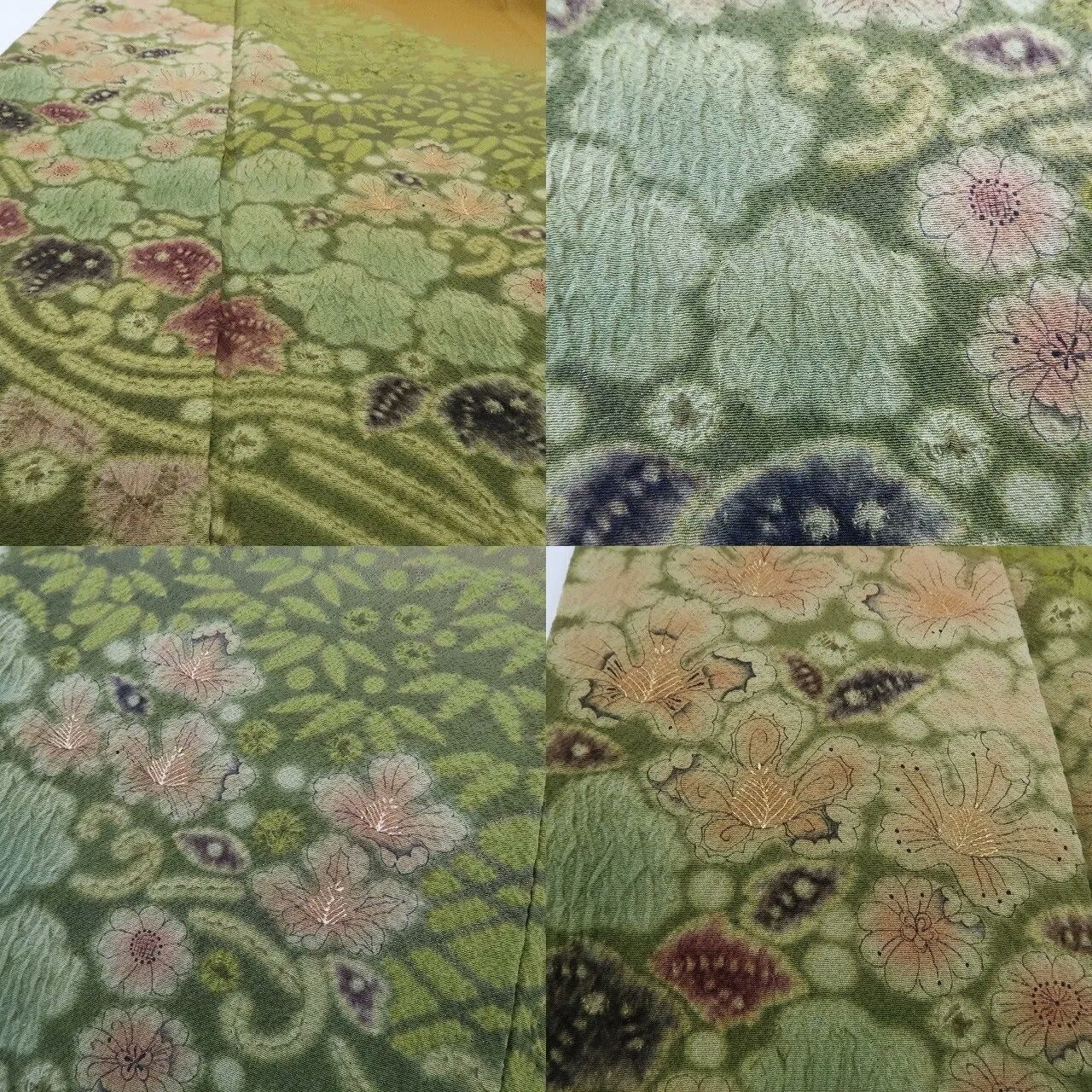 【中古】まめ藤 ｍ594 美品 正絹 作家物落款 染一つ紋 絞り 手縫い仕立て 訪問着