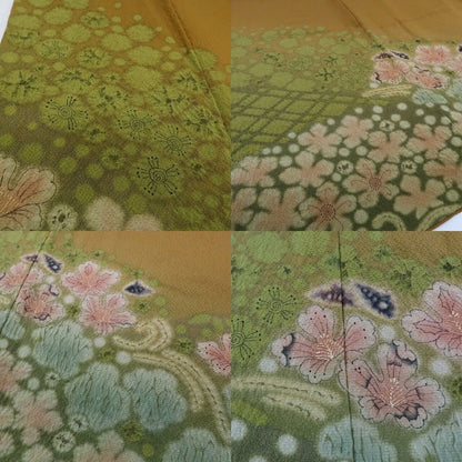 【中古】まめ藤 ｍ594 美品 正絹 作家物落款 染一つ紋 絞り 手縫い仕立て 訪問着