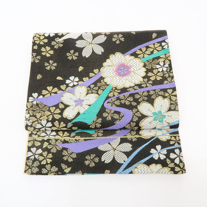 【中古】まめ藤 ｍ620 美品 正絹 桜 成人式 振袖用 袋帯