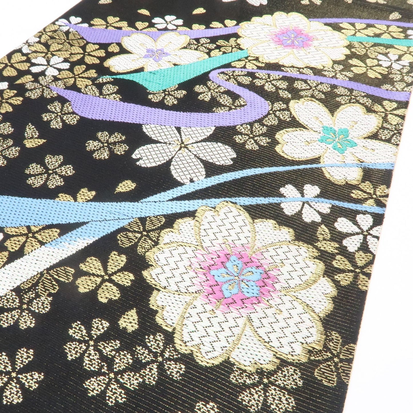 【中古】まめ藤 ｍ620 美品 正絹 桜 成人式 振袖用 袋帯