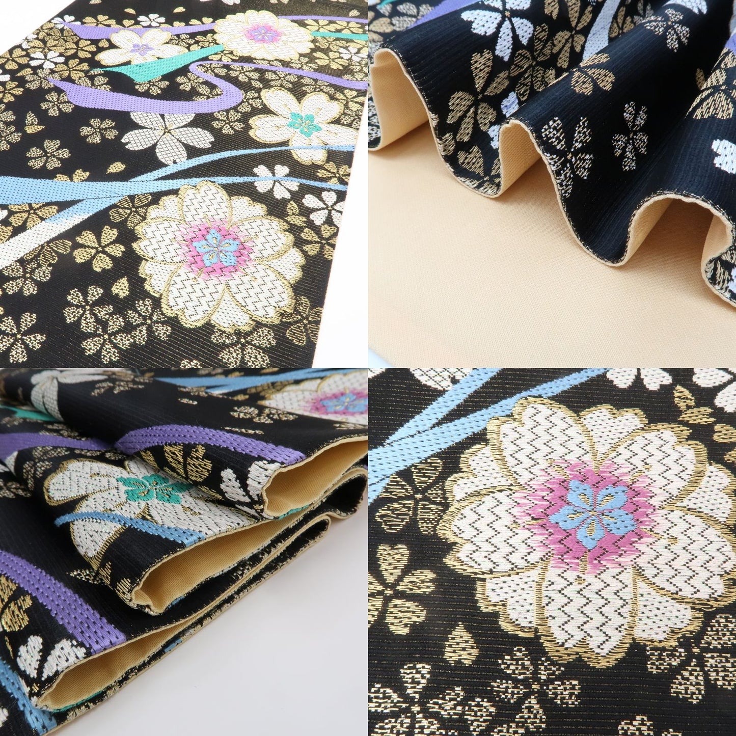 【中古】まめ藤 ｍ620 美品 正絹 桜 成人式 振袖用 袋帯