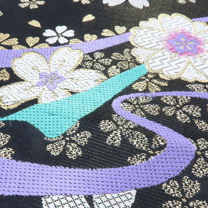 【中古】まめ藤 ｍ620 美品 正絹 桜 成人式 振袖用 袋帯