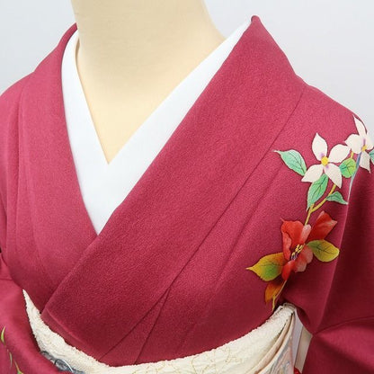 【中古】まめ藤 ｍ623 美品 正絹 着物 成人式 手縫い仕立て 振袖単品