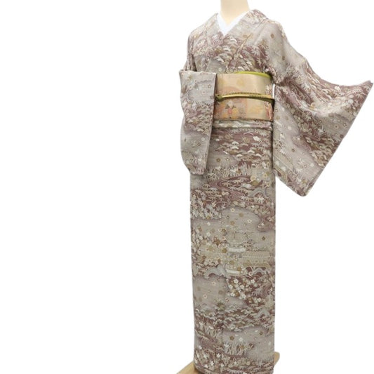 【中古】まめ藤 ｍ628 正絹 松竹梅 菖蒲 手縫い仕立て 訪問着