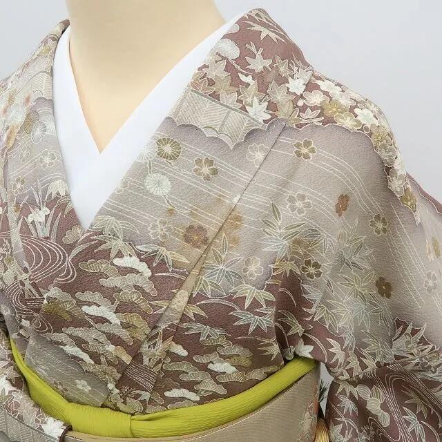 【中古】まめ藤 ｍ628 正絹 松竹梅 菖蒲 手縫い仕立て 訪問着