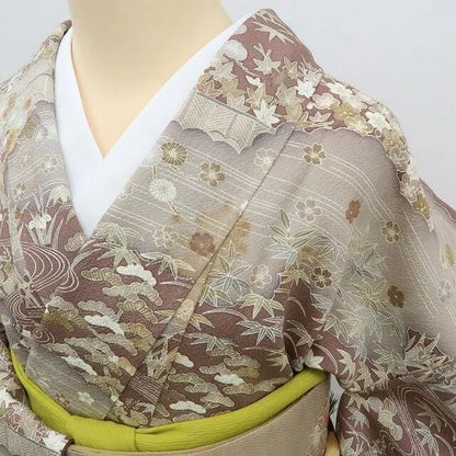 【中古】まめ藤 ｍ628 正絹 松竹梅 菖蒲 手縫い仕立て 訪問着
