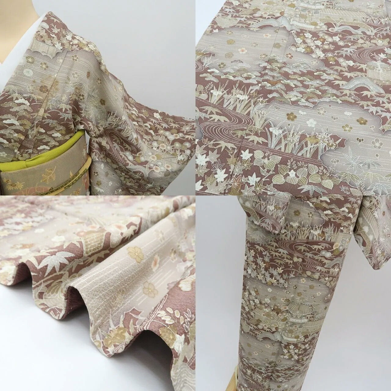 【中古】まめ藤 ｍ628 正絹 松竹梅 菖蒲 手縫い仕立て 訪問着