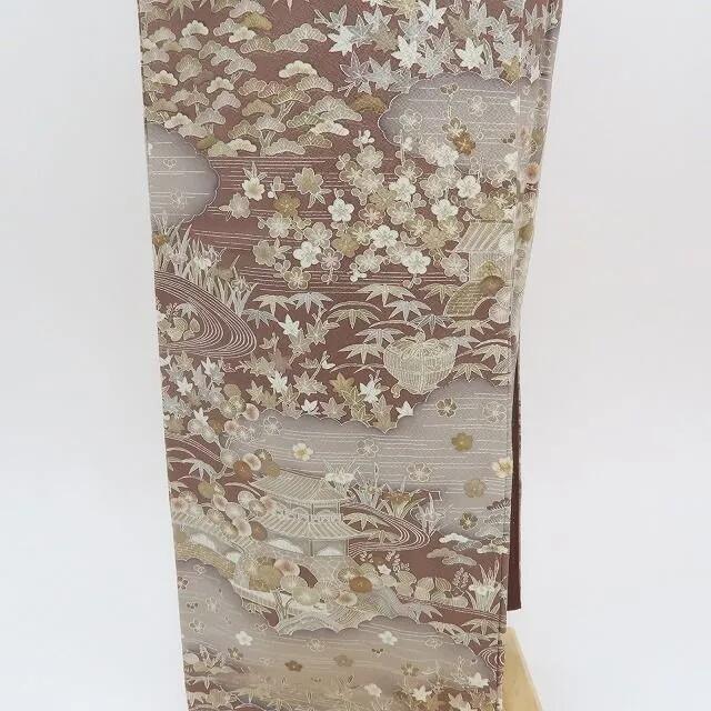 【中古】まめ藤 ｍ628 正絹 松竹梅 菖蒲 手縫い仕立て 訪問着