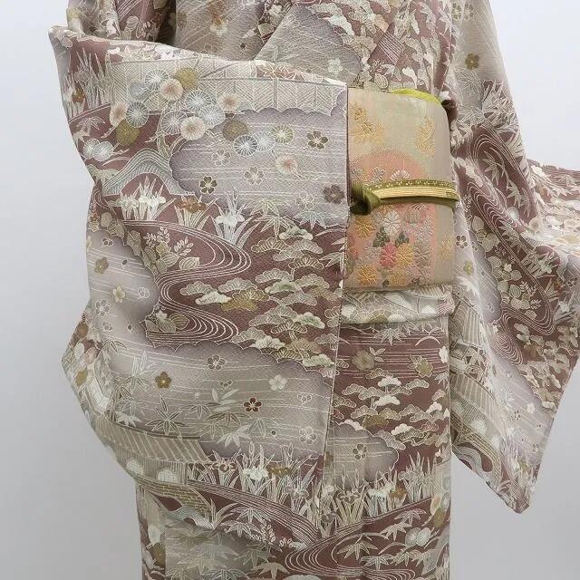 【中古】まめ藤 ｍ628 正絹 松竹梅 菖蒲 手縫い仕立て 訪問着