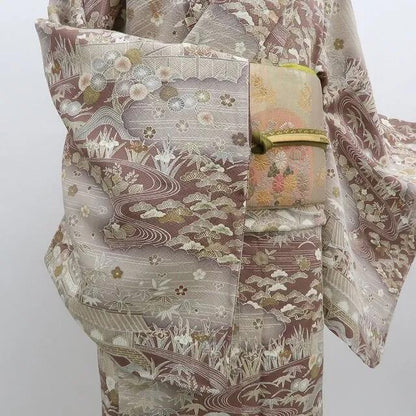 【中古】まめ藤 ｍ628 正絹 松竹梅 菖蒲 手縫い仕立て 訪問着