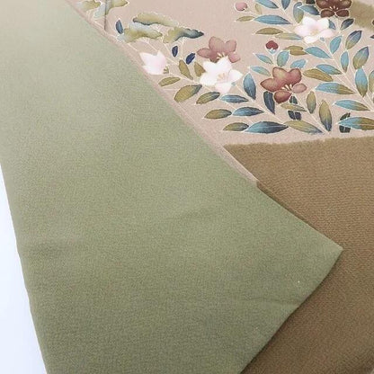 【中古】まめ藤 ｍ633 美品 染一つ紋 手描き友禅 金駒刺繍 菊 松 手縫い仕立て 訪問着