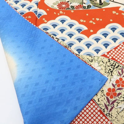 【中古】まめ藤 ｍ652 正絹 金駒刺繍 御所車 成人式 手縫い仕立て 振袖単品