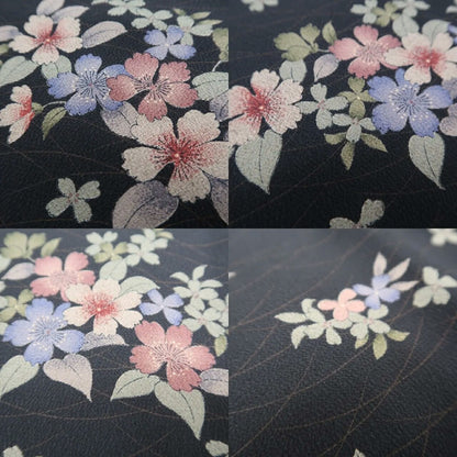 【中古】まめ藤 ｍ736 美品 洗える着物 桜 小紋