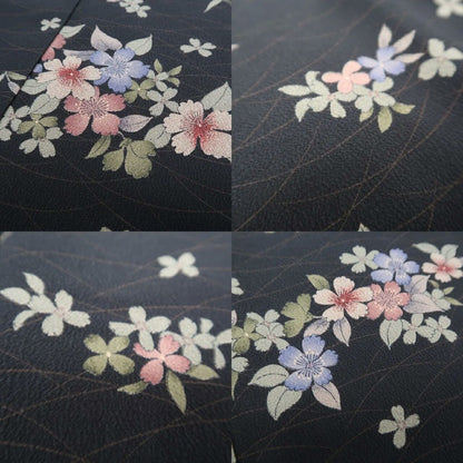 【中古】まめ藤 ｍ736 美品 洗える着物 桜 小紋