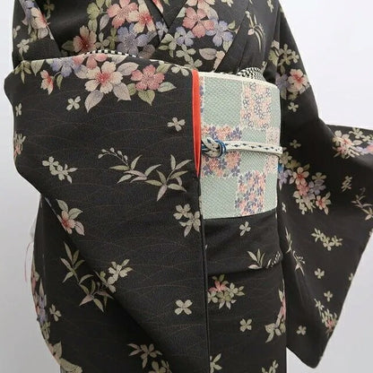 【中古】まめ藤 ｍ736 美品 洗える着物 桜 小紋