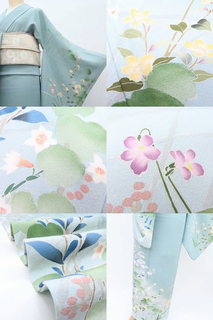 【中古】百華 Y4189 正絹 手縫い仕立て 訪問着 着物 単品