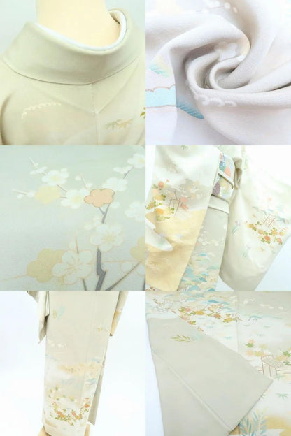 【中古】百華 Y4190 正絹 手縫い仕立て 松竹梅 菊 茶屋辻 訪問着 着物 単品